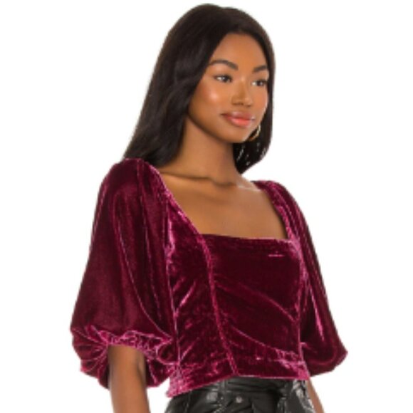 FREE PEOPLE | Marie  Velvet Open Back Cropped Top NWT - Picture 2 of 12